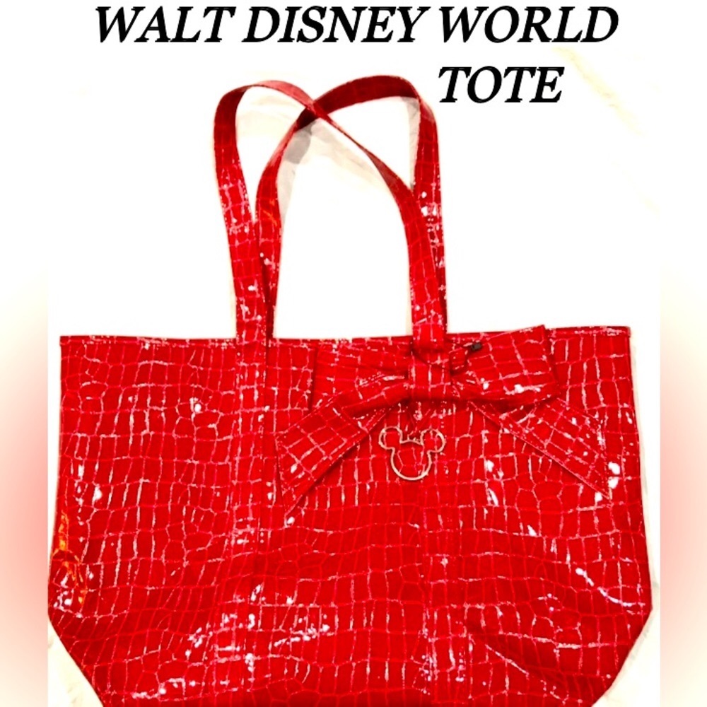 🦋WALT DISNEY WORLD Disneyland Resort large red tote size 21x15 NWOT - Picture 11 of 11